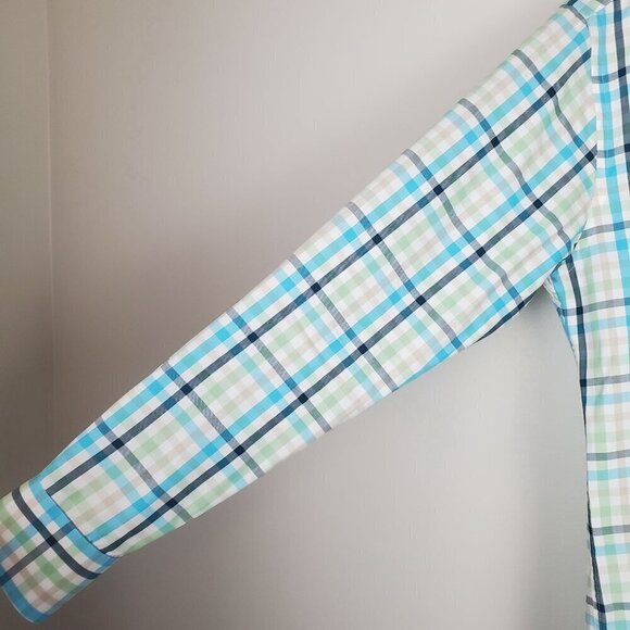 Peter Millar Men's Plaid Button-Down Shirt Small 100% Cotton‎ Green/Blue/White - Picture 7 of 7